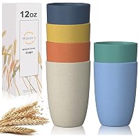 Wrova 6-Pack Wheat Straw Cups 12 Oz - Unbreakable, BPA-Free Reusable Cups, Dishwasher & Microwave Safe - View #10