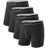 Separatec Mens Underwear with Separate Pouch Moisture Wicking Micro Modal Boxer Briefs Seamless Underwear with Fly 4 Pack