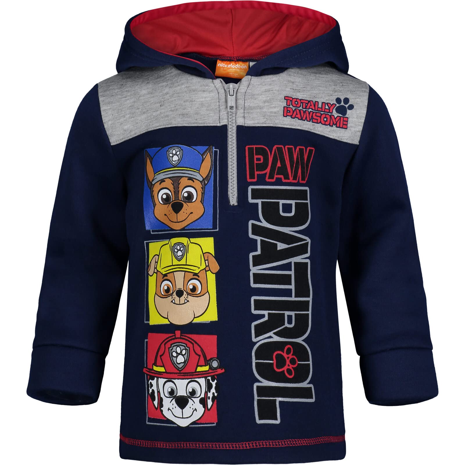 Nickelodeon Paw Patrol Rubble Marshall Chase Fleece Half Zip Hoodie Toddler to Big Kid
