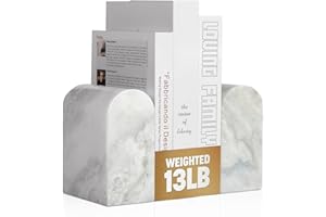Koville African Natural Marble Bookends for Shelves, Non-Slip Book Ends, 13LBS Ultra Heavy Duty Marble Book Holder Organizer, Apartment Decor for Movies/CD/Video Games(Namib Fantasy)