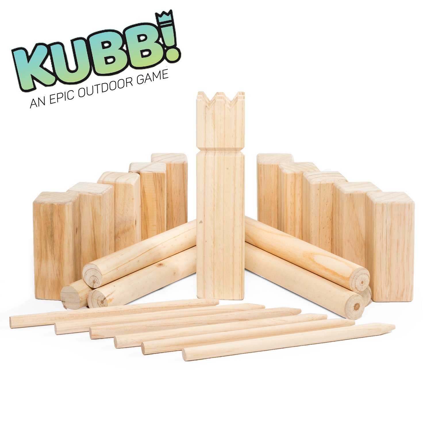 Play Platoon Premium Hardwood Kubb Game Set Fun Outdoor Lawn Game for