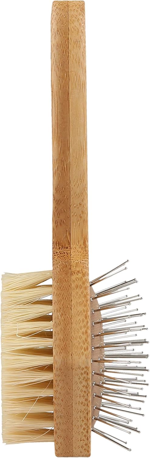 Burt's Bees for Cats 2-in-1 Double Sided Pin & Bristle Brush for Cats | One Side of Cat Brush Removes Loose Fur and Prevents Matting | Cat Brush is Ideal for Daily Grooming : Pet Supplies