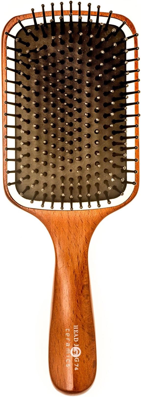 Head Jog 74 Ceramic Wooden Paddle Brush Detangler Hair Brush Long Thick Curly