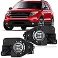 Nilight Fog Lights Assembly Compatible with 2013 2014 2015 Ford Explorer w/H11 12V 55W Bulbs Clear Lens Driver and Passenger Side