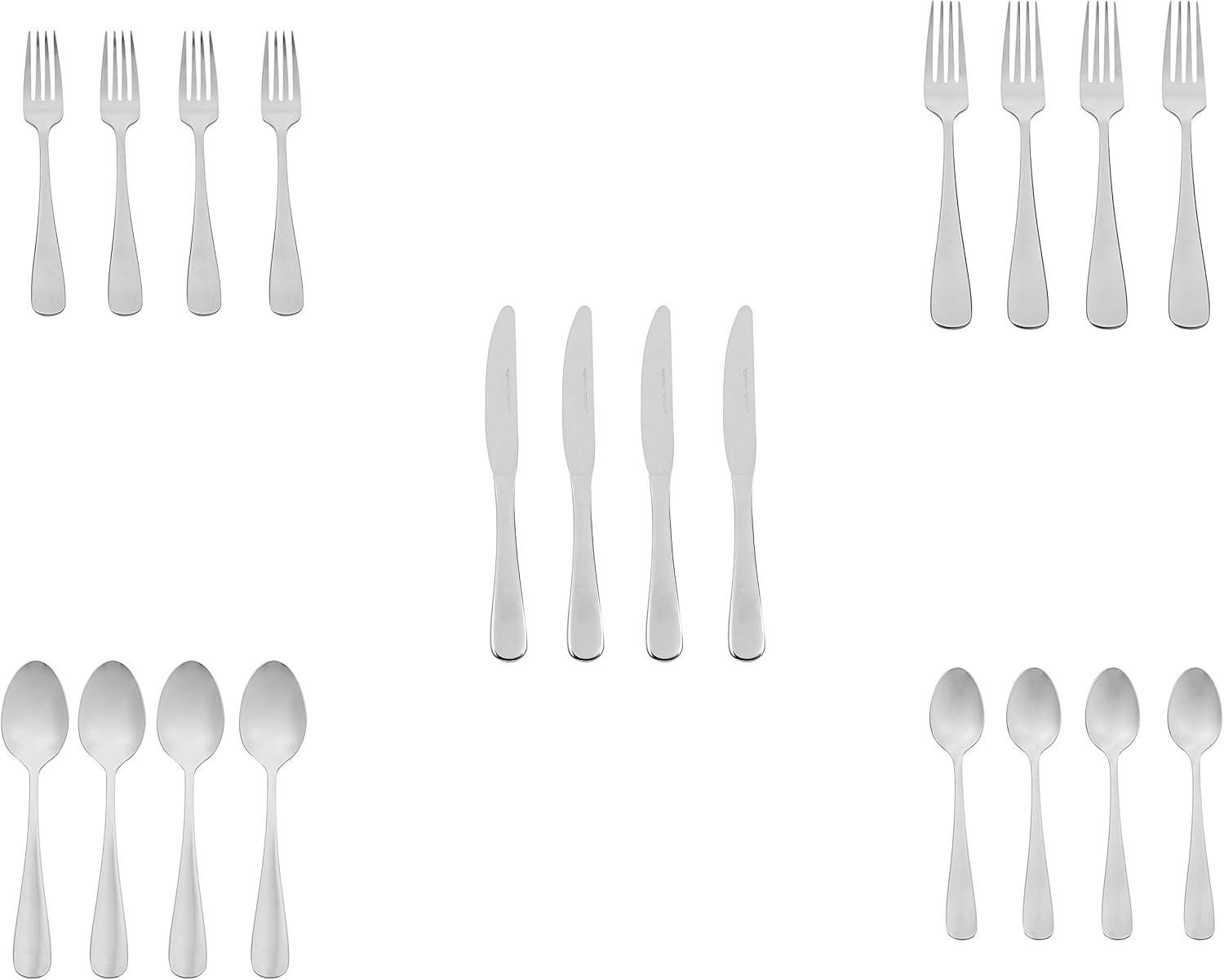  | Basics 20-Piece Stainless Steel Flatware Set with Round Edge, Service for 4: Flatware Sets