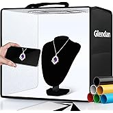 Glendan Portable Photo Studio Light Box,12"x12" Professional Dimmable Shooting Tent Kit with 112 LED Lights &amp; 6 Backdrops for Jewelry and Small Items Product Photography