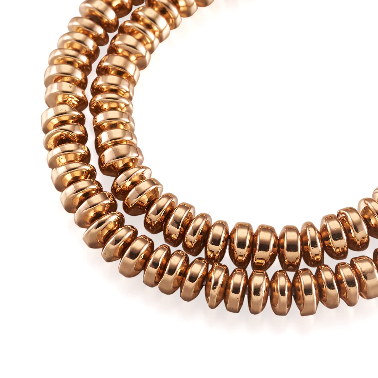 Cheriswelry 180pcs 4mm Flat Round Heishi Spacer Beads Metal Disc Coin Non-Magnetic Synthetic Hematite Loose Beads Charms for Jewellery Bracelet Making, Light Gold