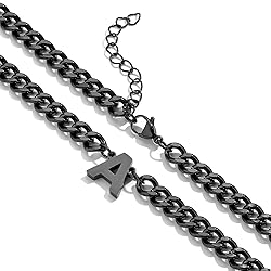 DuoDiner V Letter Necklace Initial Cuban Link Chain