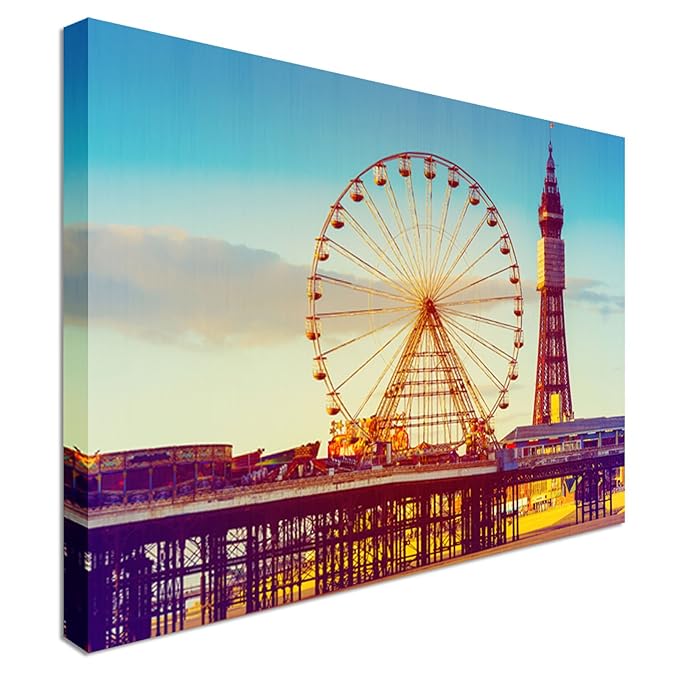 Retro Blackpool Tower 40x30 inches Canvas Art Wall Print, classic