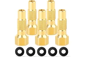 MEANLIN MEASURE Tire Air Chuck,1/4'' FNPT Heavy Duty Screw on Brass Tire Air Chuck for Tire Inflator Gauge Compressor Accessories Twist-on Chucks(Pack 5 pcs)