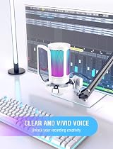 FIFINE USB Microphone for Gaming RGB Cardioid Gain Knob Shock Mount White view 6