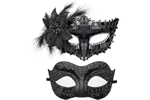 RALLEYFUN Couple Masquerade Masks for Women Men Venetian Masks for Halloween Carnival Costume Party Prom Ball