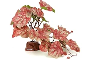 CRITTZOO Reptile Fake Plants for Terrarium Decor, Snake Tank Accessories for Leopard Gecko Ball Python Bearded Dragon Crested Gecko Tortoise Frog Lizard Spider - Fake Heuchera Micrantha Pink