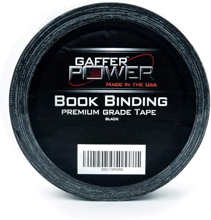 Bookbinding Tape by Gaffer Power, Black Cloth Book Repair