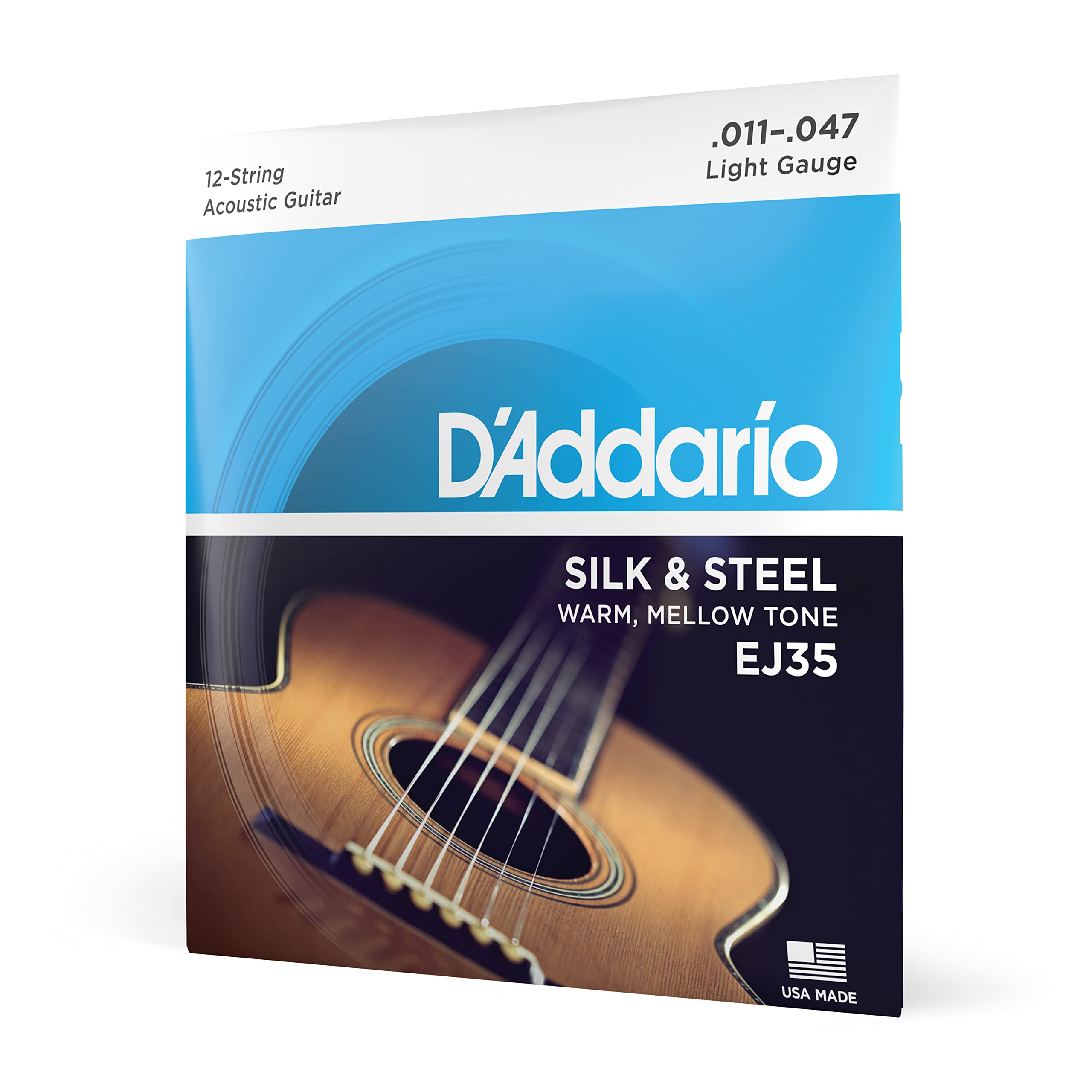 D'Addario Silk & Steel Acoustic Guitar Strings - EJ35-12 String - Warm, Mellow Tone - Light, 11-47