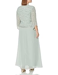 J Kara Women's Long 3/4 Sleeve V-Neck Beaded Faux