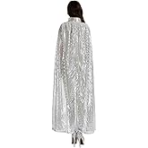 Adult Women Long Maxi Paillette Cosplay Cape Halloween Xmas Party Sequins Cloak
