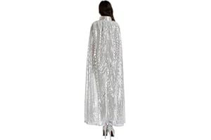 BXT Adult Women Long Maxi Paillette Cosplay Cape Halloween Xmas Party Sequins Cloak