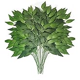 FUNORNAM 40Pcs Italian Ruscus Greenery Stems 18" Artificial Silk Greenery Leaves for DIY Bouquet Filler Table Centerpieces Home Indoor Decor