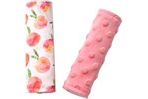 Boryokun Car Seat Strap Covers for Babies Soft Car Seat Belt Covers, Mink Car Seat Straps Shoulder Pads for Boys and Girls, Peach