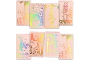 CRAFTERIAN Foil Tarot Cards, 78 Tarot Deck, Original Tarot Cards for Beginners and Experts with Guide Book and Gift Bag, Fortune Telling Game, Divination Tools for All Skill Levels, Pink.
