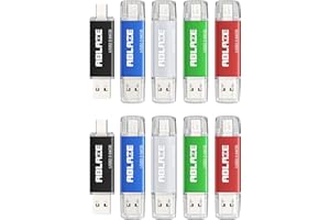 ABLAZE 64GB Type C Flash Drive 10 Pack, Dual USB 2.0+USB C Memory Stick Thumb Drive Compatible with iPhone 17/16/15, Android 