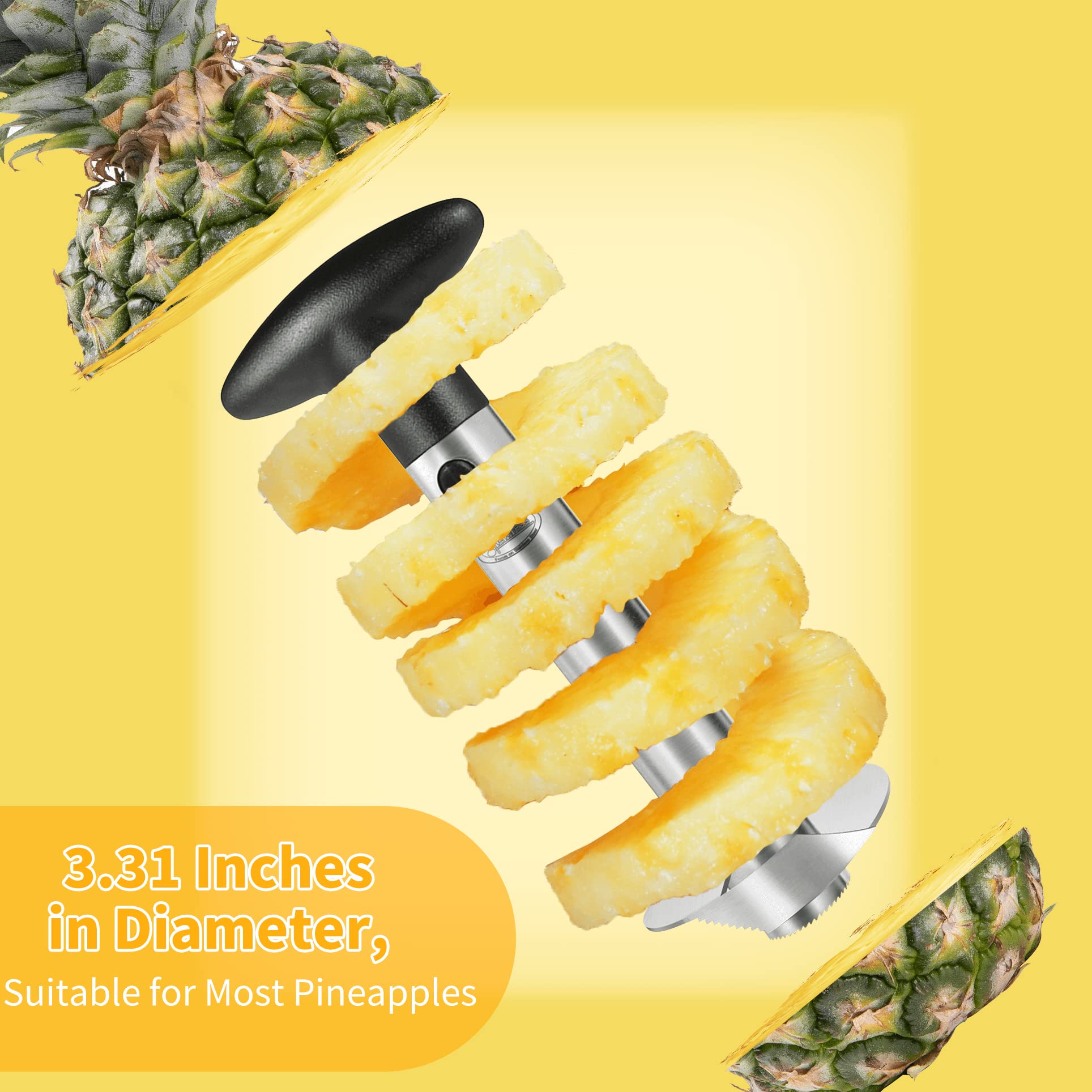 Pineapple Corer, [Upgraded, Reinforced, Thicker Blade] Newness Premium Pineapple Corer Remover (Black)