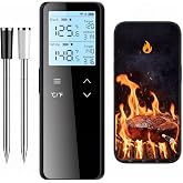Komniar Smart Bluetooth Wireless Meat Thermometer for Grilling and Smoking | 2 Probe Digital Food Thermometer for Outdoor Indoor Grill Kitchen BBQ Oven Smoker Rotisserie, 6 sensors, WiFi Unlimited Range