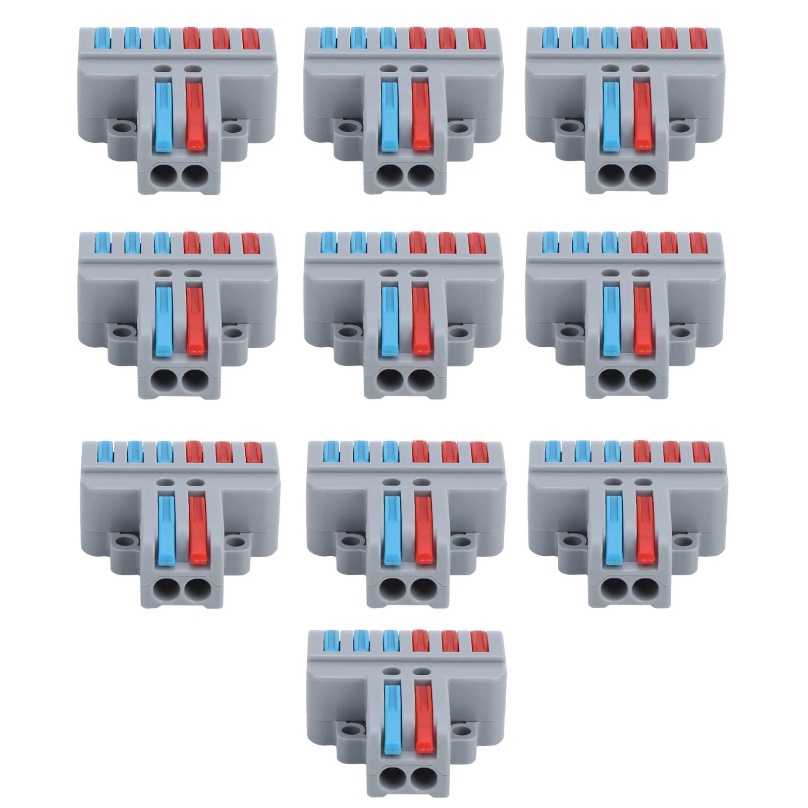10pcs Fast Wire Connector, ABS Plastic 2 Inlet 6 Outlet Electric Wiring Connectors Terminal Blocks LT‑623