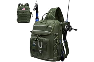 JPY Military Tactical Backpack with Rod Holder for Fishing Hiking Trekking, Outdoor Assault Pack Travel Fishing Rucksack (Army Green)