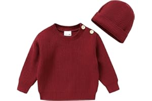 YOUNGER TREE Toddler Baby Boy Girl Sweater Warm Crewneck Pullover Knit Long Sleeve Tops with Hat Fall Winter Clothes