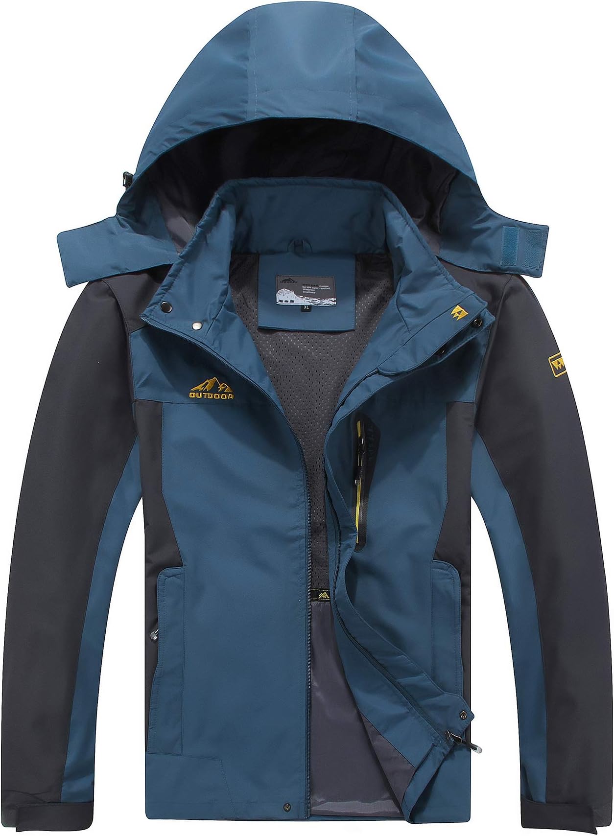 Kolongvangie Men's Hooded Sportswear Mountain Jacket Lightweight Windbreaker Outdoor Casual Windproof Rain Coat