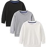 GFQLONG Toddler Boys 2 Pack Cotton Crewneck Sweatshirt, Baby Solid Long Sleeve Pullover Tops