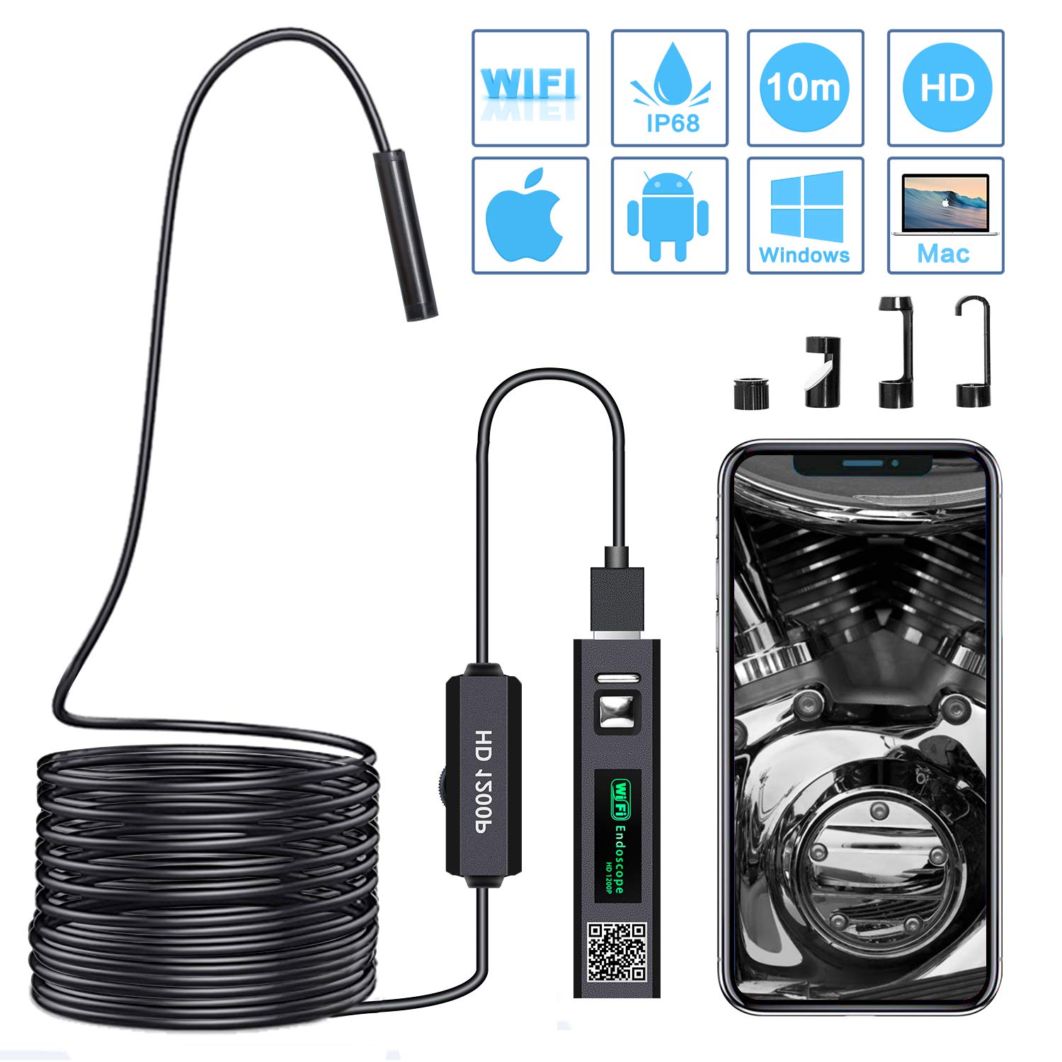 Obiettivo Da 7mm Telecamera Per Endoscopio Android Regolabile 6 Led IP67 Impermeabile 1m 2m 5m Micro Ispezione Videocamera Tubo Per Endoscopio Serpente - Foto 3