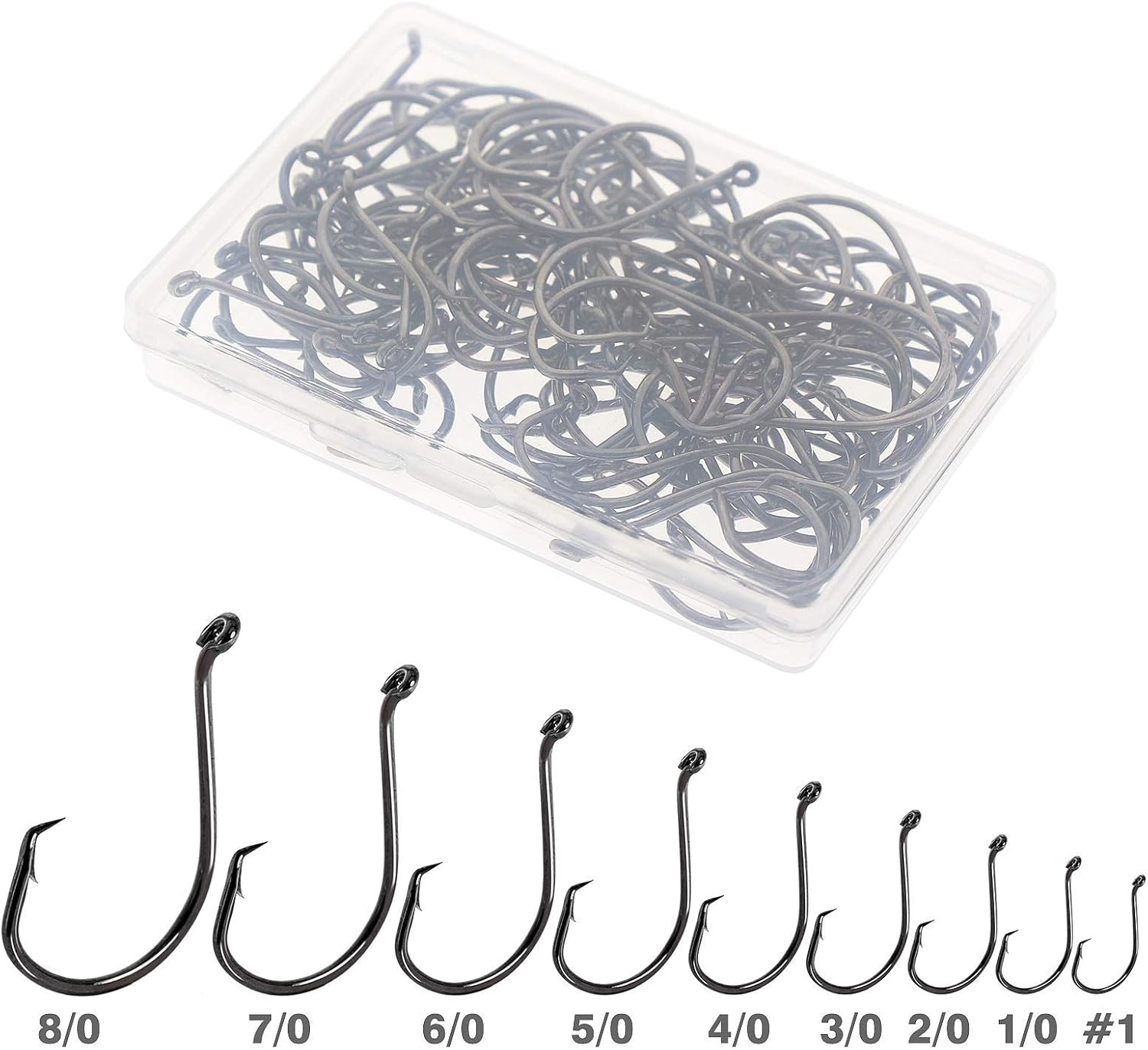 Octopus Circle Hooks Offset Point 100PCS High Carbon Steel Fishing Hooks for Walleye Catfish Bass Fishing : Sports & Outdoors