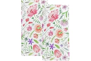 Vantaso Bath Hand Towels Set of 2 Spring Watercolor Flowers Soft and Absorbent Washcloths Kitchen Hand Towel for Bathroom Hotel Gym Spa