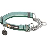 Ruffwear, Chain Reaction Martingale Dog Collar, River Rock Green, 14"-20" | Adjustable Limited-Cinch Martingale Training Collar, Reflective, Stainless Steel Chain, Aluminum V-Ring &amp; ID Tag Silencer