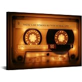 iKNOW FOTO Vintage Cassette Tape Canvas Wall Art Retro 90s Music Decor Motivational Make Good Choices Life Has No Rewind Inspirational Office Bedroom Living Room Wall Art 24x36 Inches Ready to Hang
