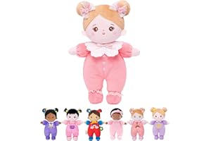 OUOZZZ Soft Baby Doll for Girls - My First Baby Doll Birthday Gifts for Girls Plush Rag Dolls Pink Bow Dress Toy for Toddlers Kids Infants 10"