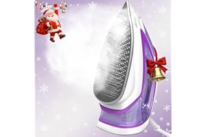 OMAIGA Steam Iron for Clothes, 1750W Iron with Rapid Heating, Non-Stick Ceramic Soleplate, Powerful Steam, Self-Cleaning, Auto-Off, Anti-Drip, 15.21oz Water Tank Ironing Clothes for Home, Purple