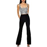Forever 21 Womens Glitter High-Rise Flare Pants