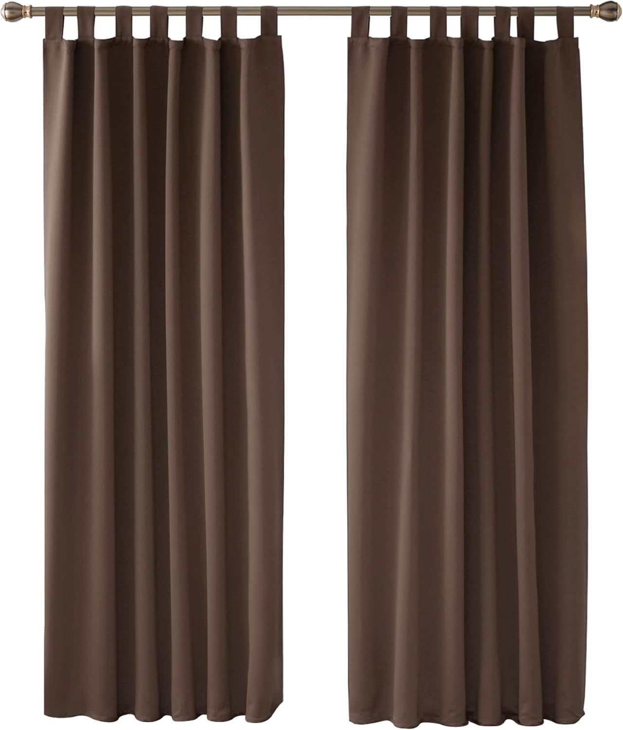 Deconovo Super Soft Brown Curtains Tab Top Blackout Curtains Thermal