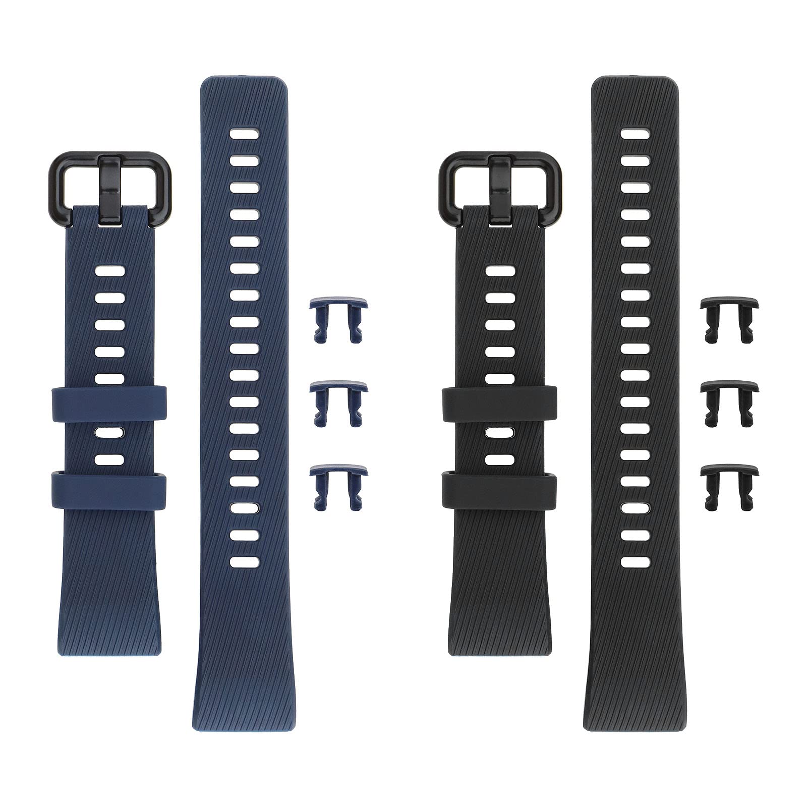 eMagTech Silicone Watch Strap Compatible with Huawei Band 4 Pro/Band 3 Pro/Band 3 Fitness Tracker Sport Watch Band Quick Release Wristband Black & Blue