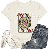 Queen of Hearts T-Shirt for Women Funny Vintage Womens Shirts Cute Lady Graphic Tee Tops Short Sleeve
