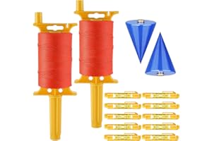 HUAERLE 2 Pack Mason Line with Handle Twisted 540-Feet Reloadable Line Reel with 10 Built in Levels & 2 Plumb Bob Braided Construction Nylon Line for Gardening, Masonry Tools, String Level, Kite Twine String