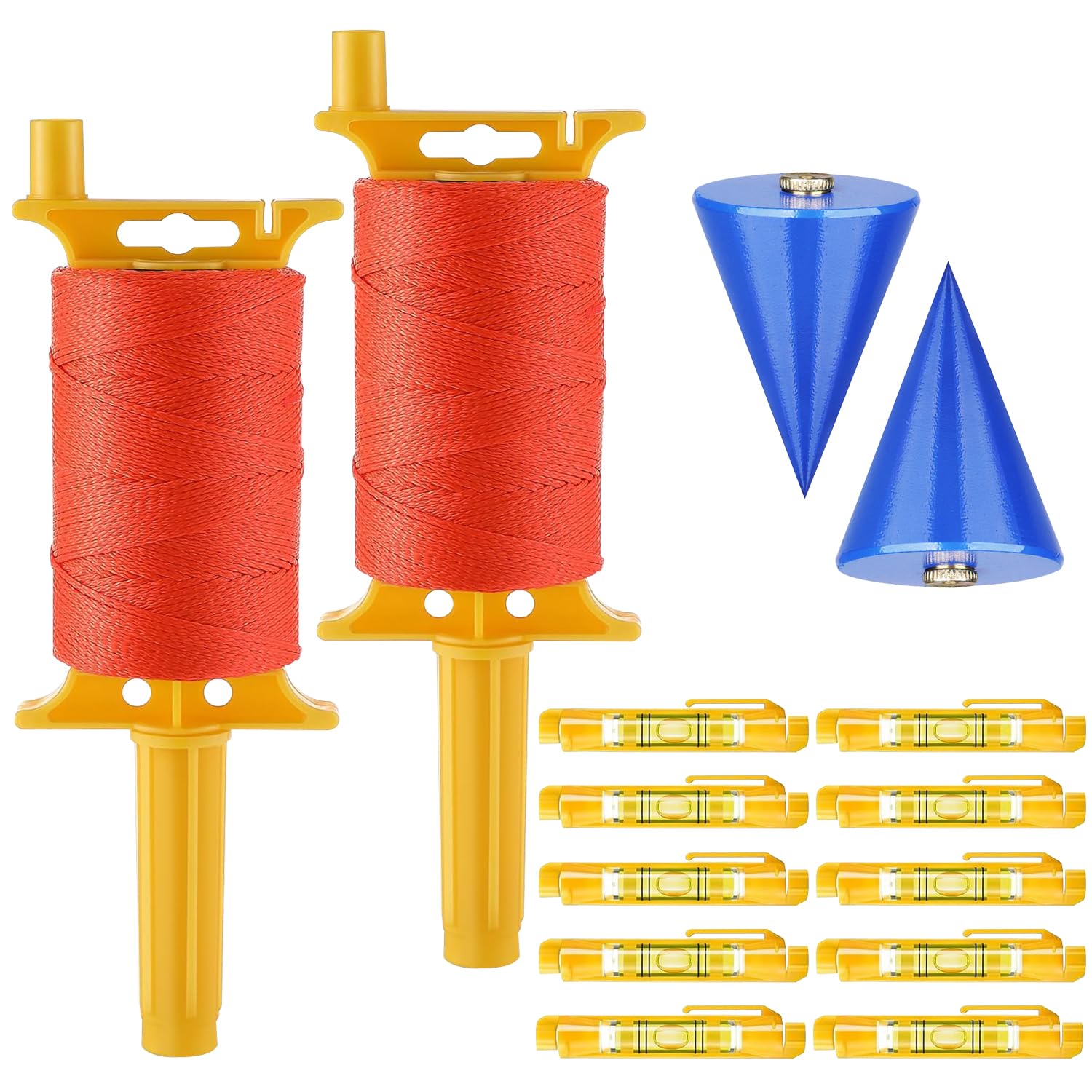 Photo 1 of 2 Pack Mason Line with Handle Twisted 540-Feet Reloadable Line Reel with 10 Built in Levels & 2 Plumb Bob Braided Construction Nylon Line for Gardening, Masonry Tools, String Level, Kite Twine String