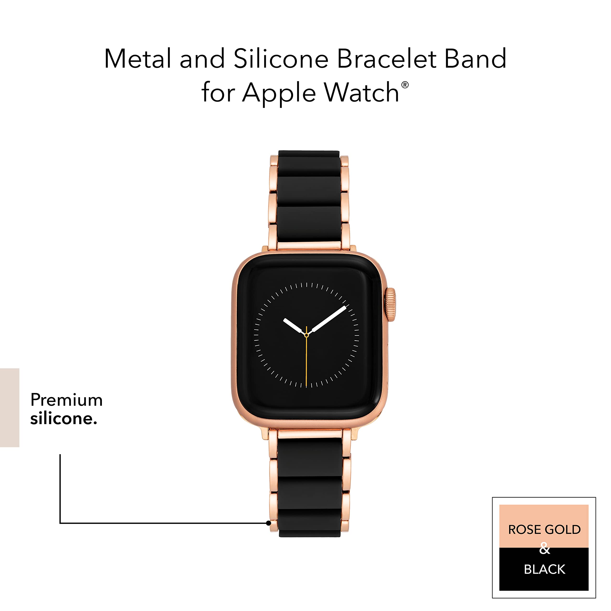 Anne Klein Rubberized Fashion Bracelet for Apple Watch, Secure, Adjustable, Apple Watch Replacement Band, Fits Most Wrists
