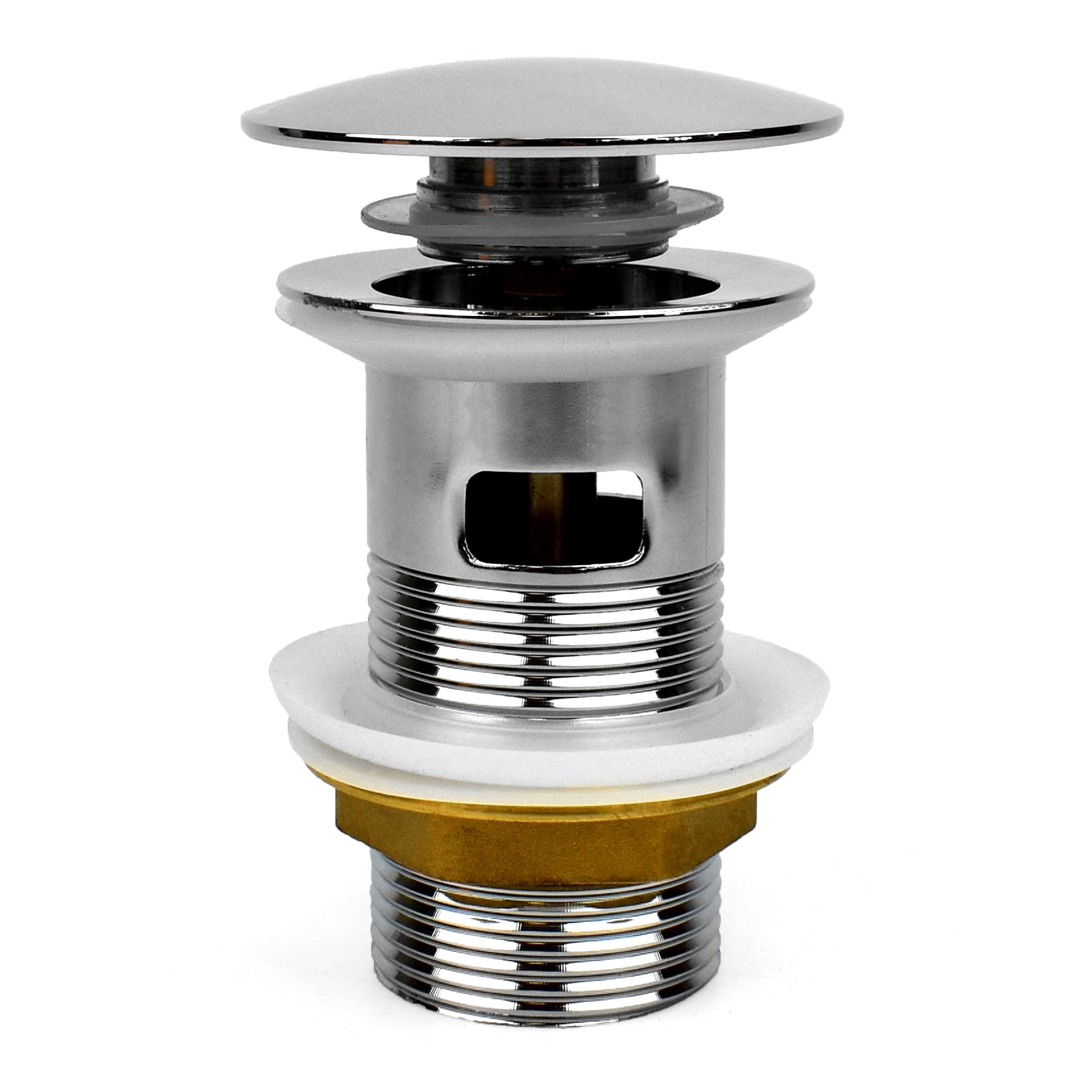 Xcel Home 1x Slotted Basin Waste | Chrome Dome Click Clack Sink Plug Strainer | Pop-Up Sink Plug Replacement | Solid Brass Construction | Universal Basin Stopper | Sink Plug for Bathroom & Kitchen