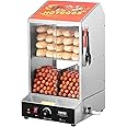 VEVOR Hot Dog Steamer, 36L/32.69Qt, Classic Hut Steamer for 96 Hot Dogs & 30 Buns, Electric Bun Warmer Cooker with Drop Down Door Acrylic Window Partition Plate Food Clip PTFE Tape, Stainless Steel