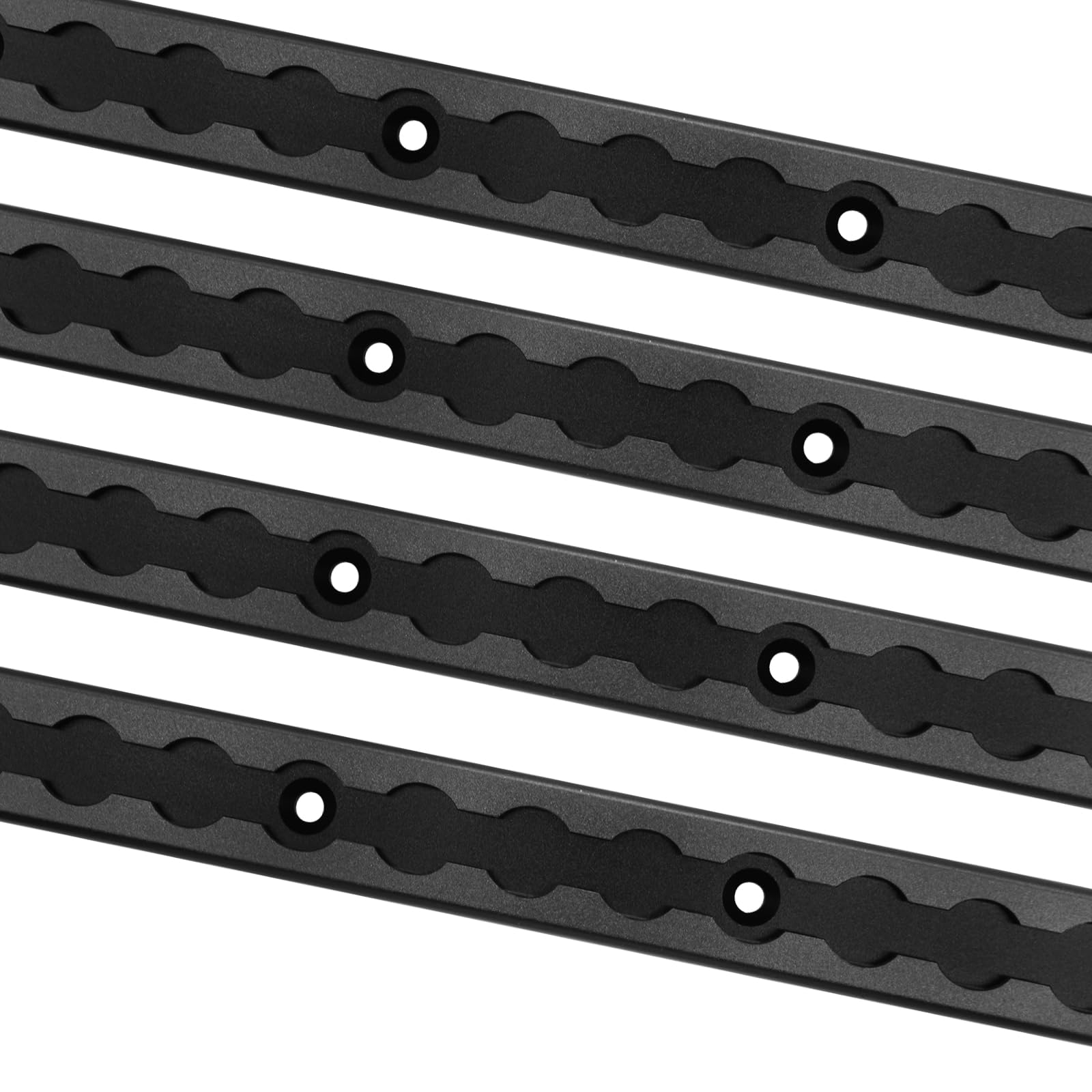Photo 1 of SALUINOKI 48" L-Track Rail Black 4 Pack, 4ft Aluminum Ltrack Rail for Truck and Trailer, Truck Bed Rail for Motorcycles, ATVs and Bikes